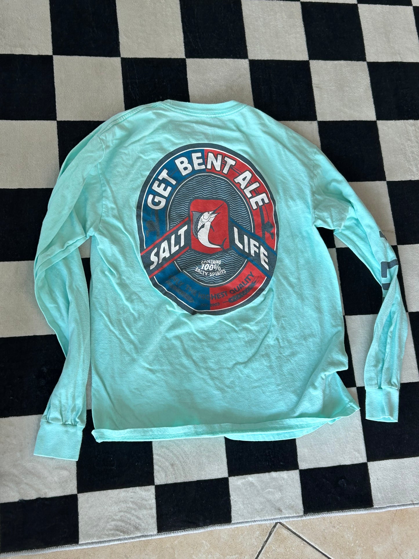 Playera manga larga celeste de pesca