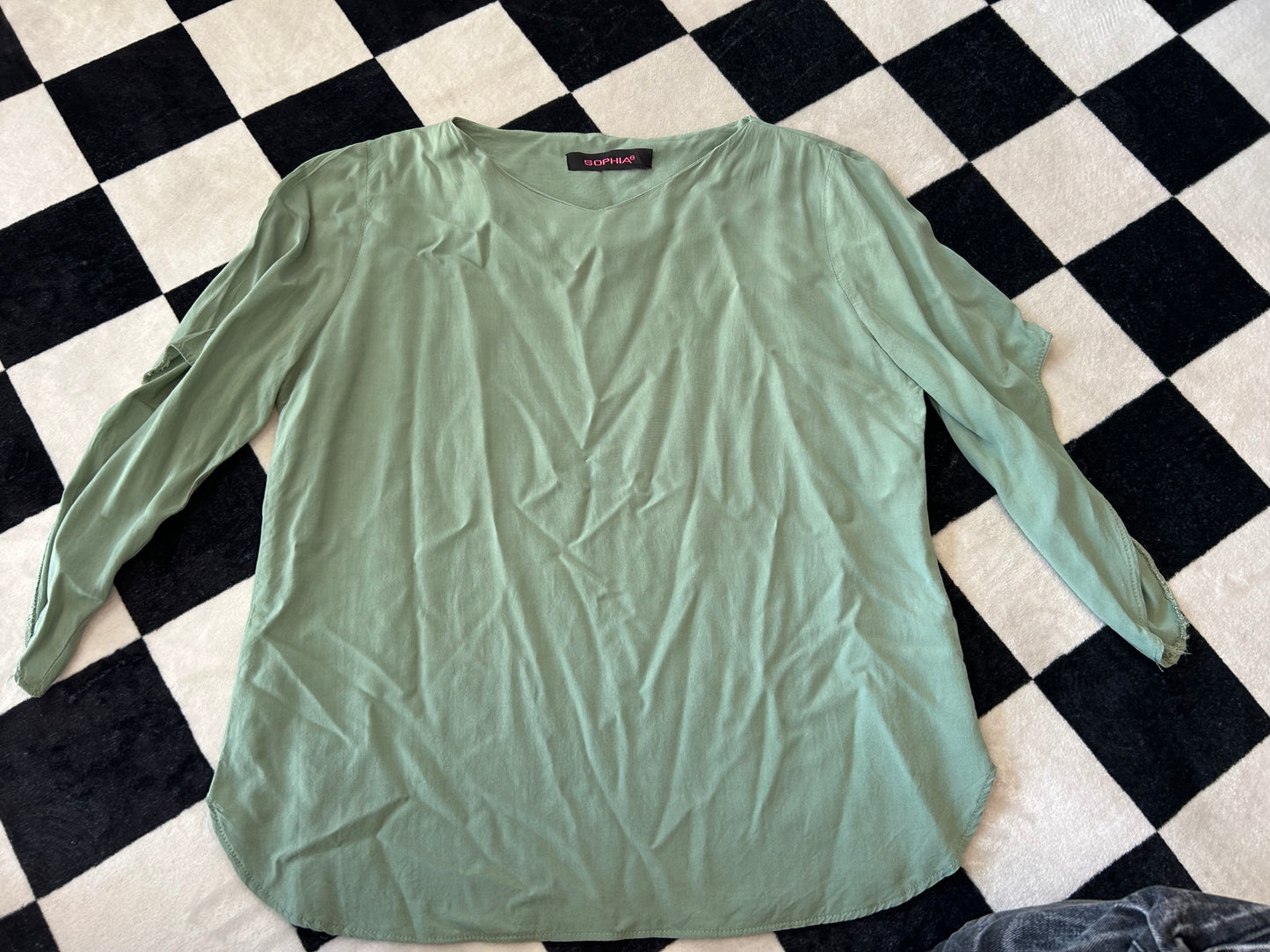 Blusa lisa verde Claro rayón