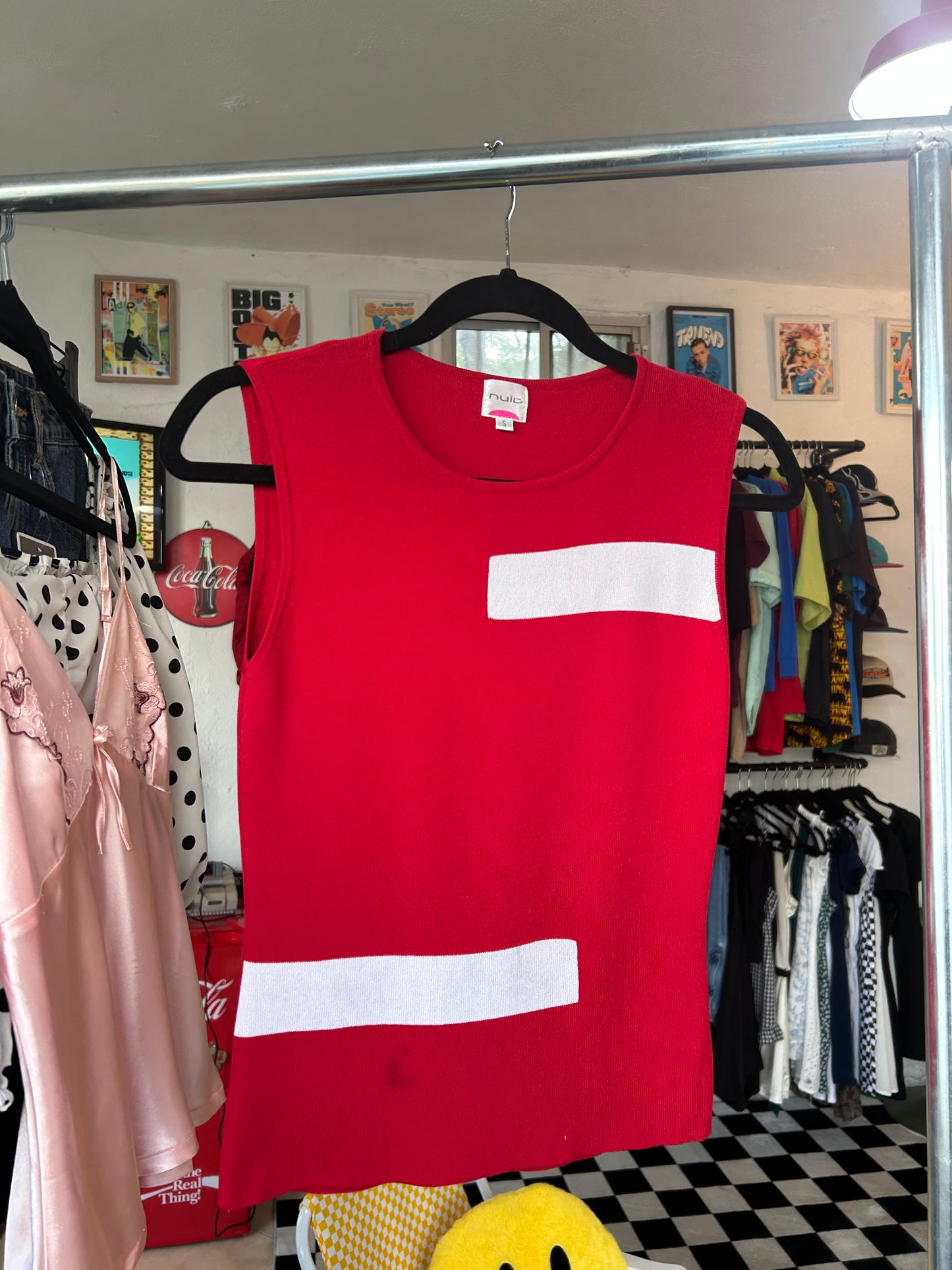 Blusa chaleco rojo con blanco