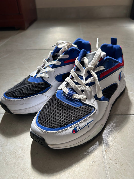 Tenis champions rojo con azul