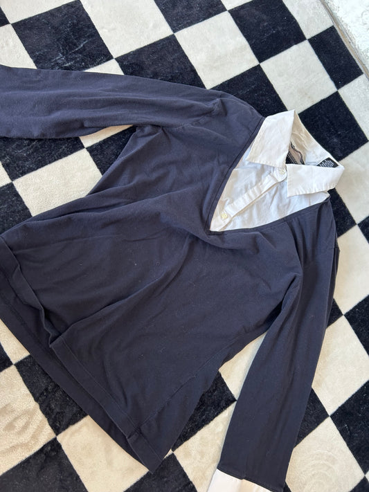 Blusa camisa con mangas negra