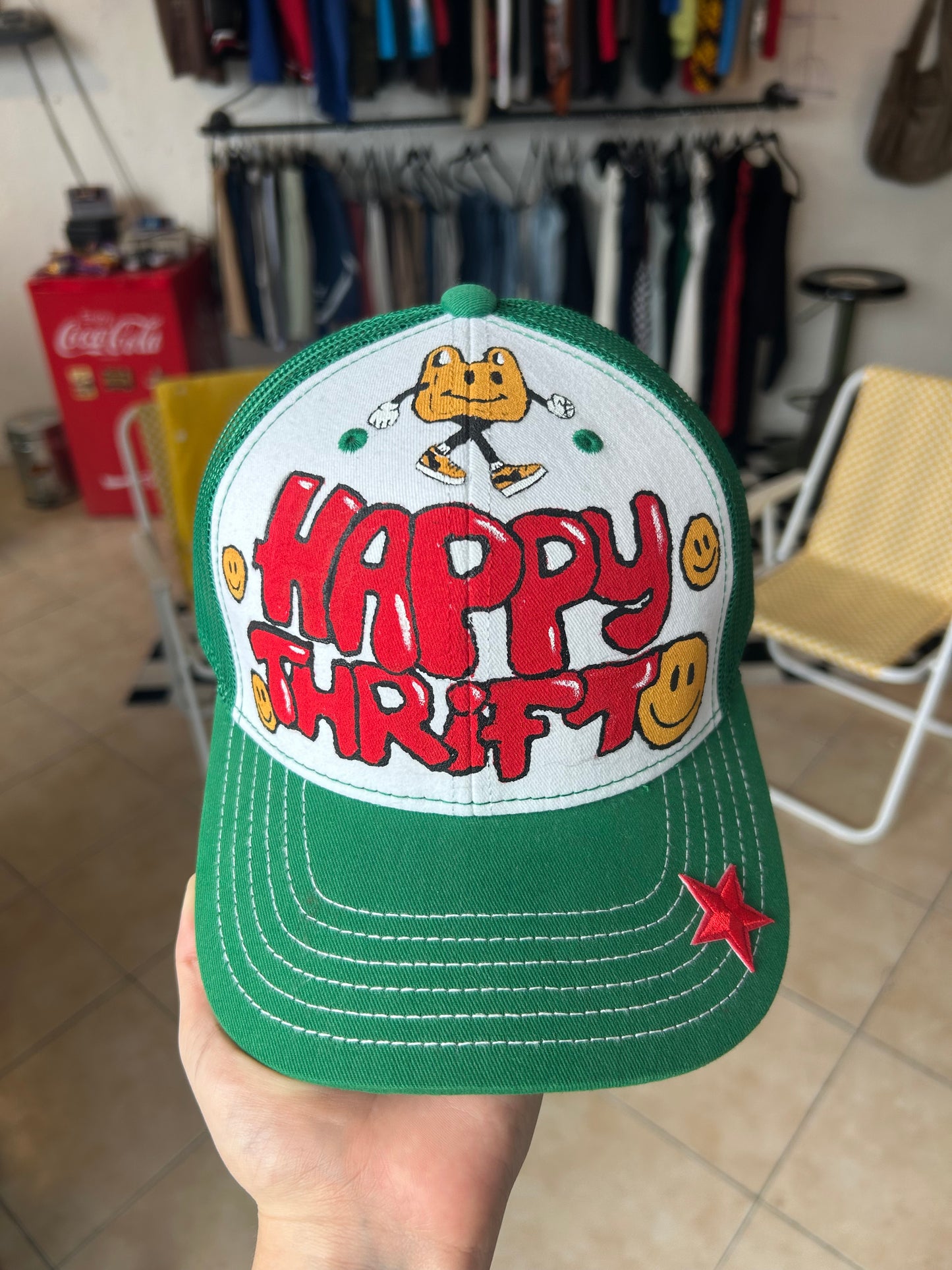 Original Cap “HAPPY THRIFT” Hand-Painted