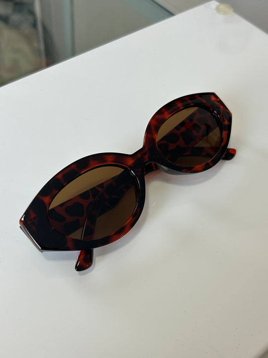 Lentes ovalados grandes animal print