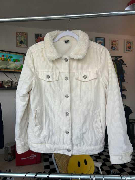 Chaqueta de pana aborregada blanca