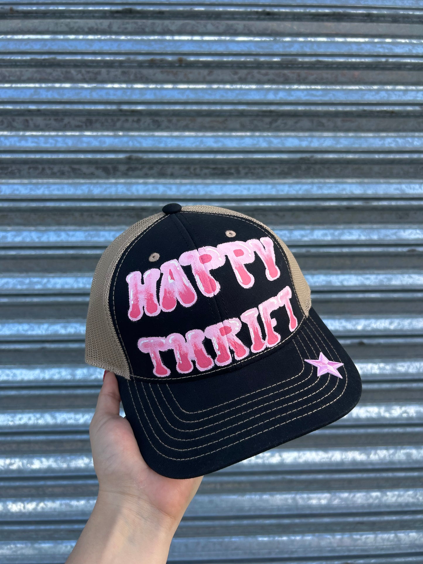 Original Cap “HAPPY THRIFT” Hand-Painted