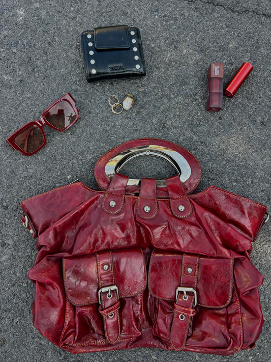 Bolsa de mano estilo vintage color vino