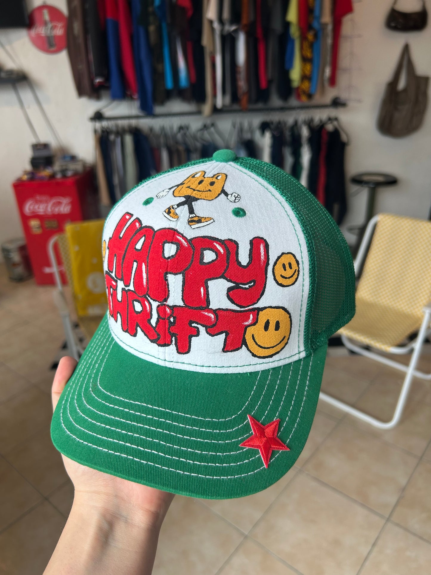 Original Cap “HAPPY THRIFT” Hand-Painted