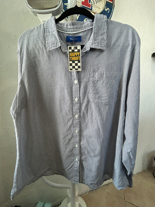Camisa mujer de rayas azul con blanco