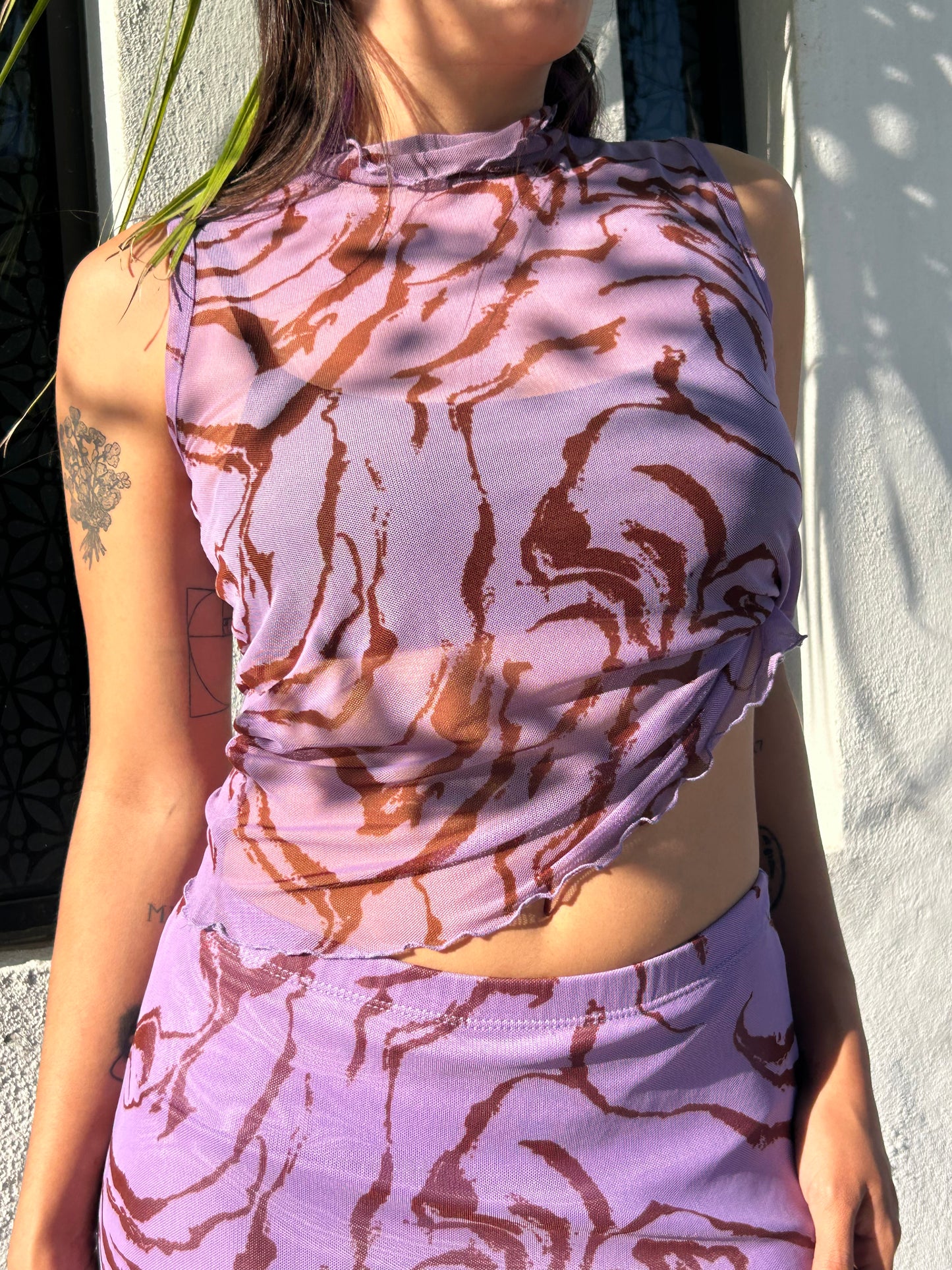 Blusa traslúcida Marmoleada Lila