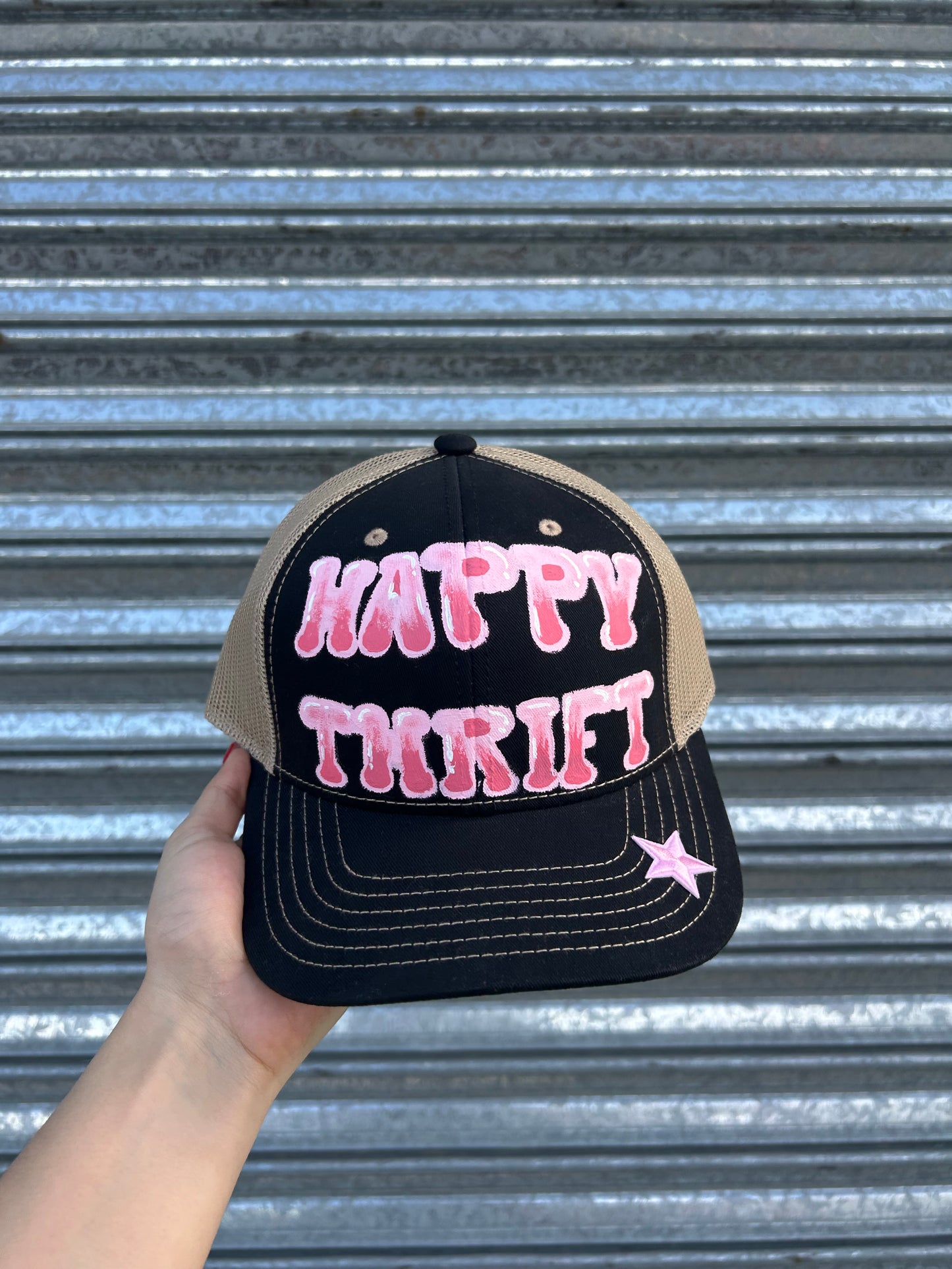 Original Cap “HAPPY THRIFT” Hand-Painted