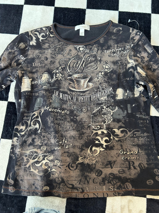 Blusa cafe manga 3/4
