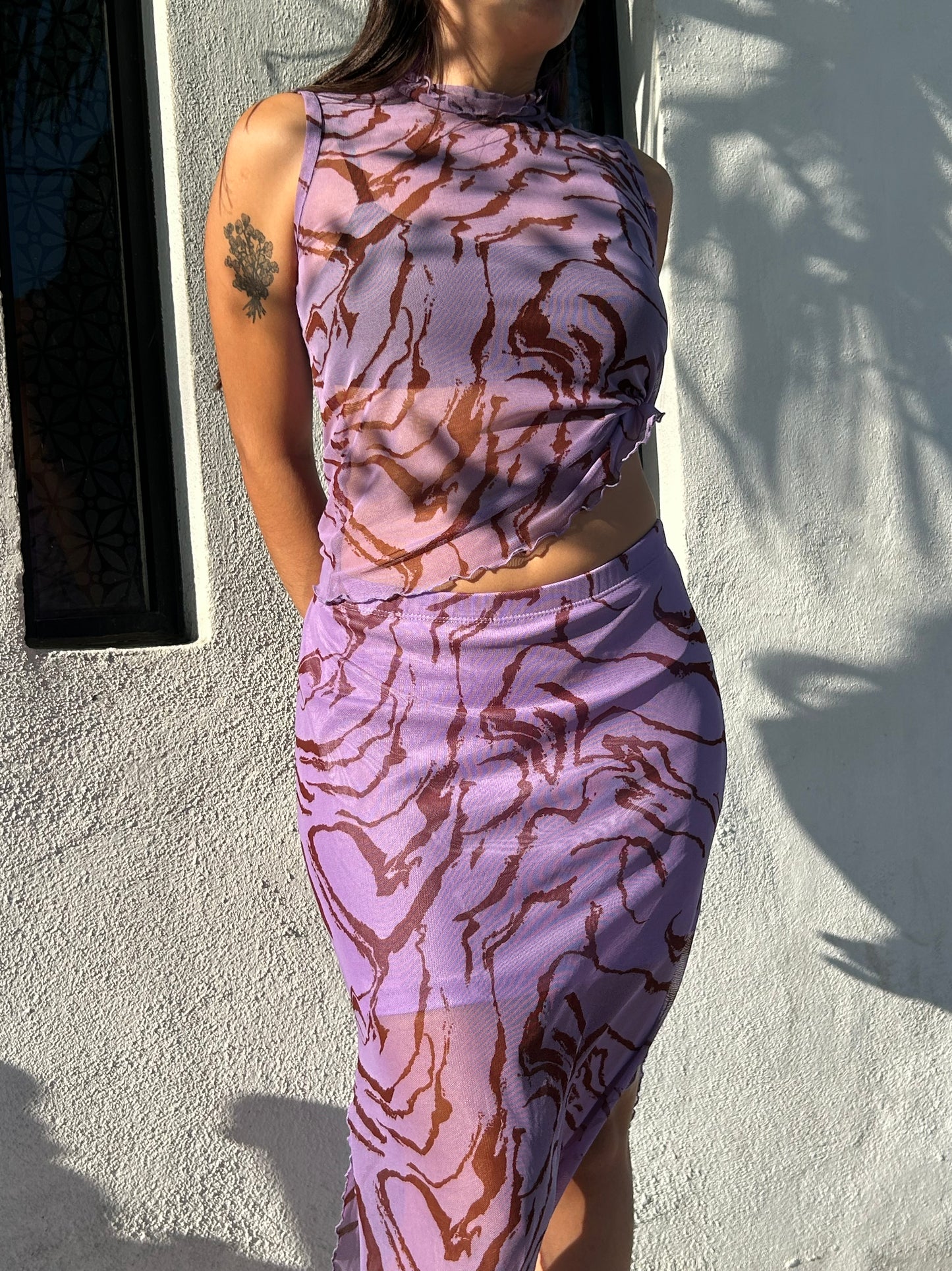 Blusa traslúcida Marmoleada Lila