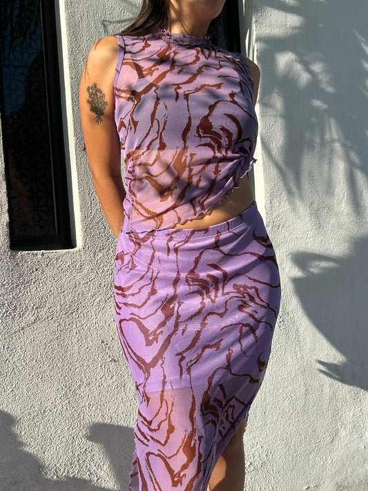 Blusa traslúcida Marmoleada Lila